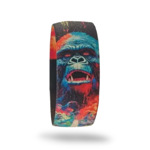GORİL DESEN BİLEKLİK. KONG elastik bileklik – renkli goril illüstrasyonlu QOOP Band unisex kumaş bileklik.